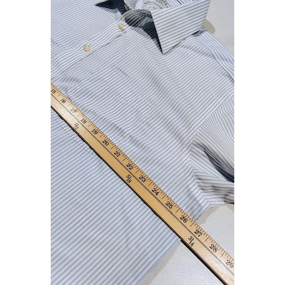 Charles Tyrwhitt Men's Dress Shirt Non-Iron Size 18 / 37 Blue Striped Cotton